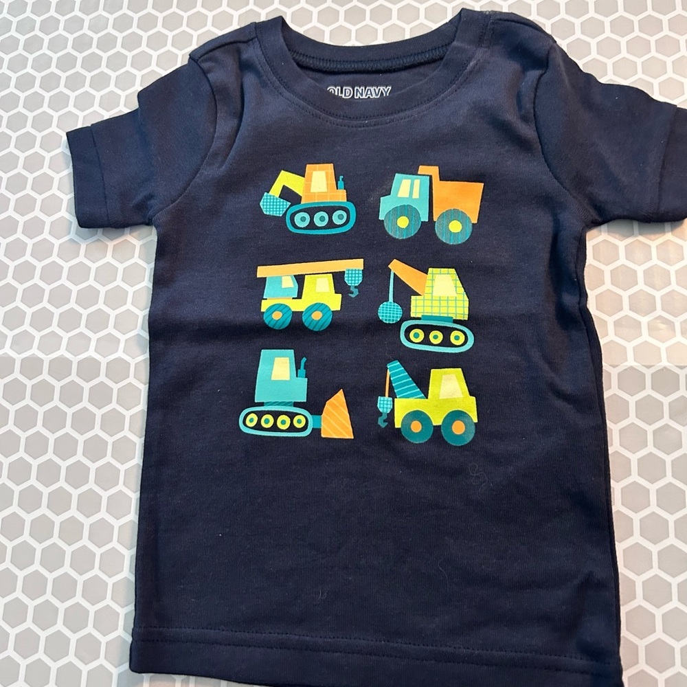 NWT Old Navy Navy with Teal & Orange Truck Graphic Pajama Set. Size 12-18M - Picture 2 of 8